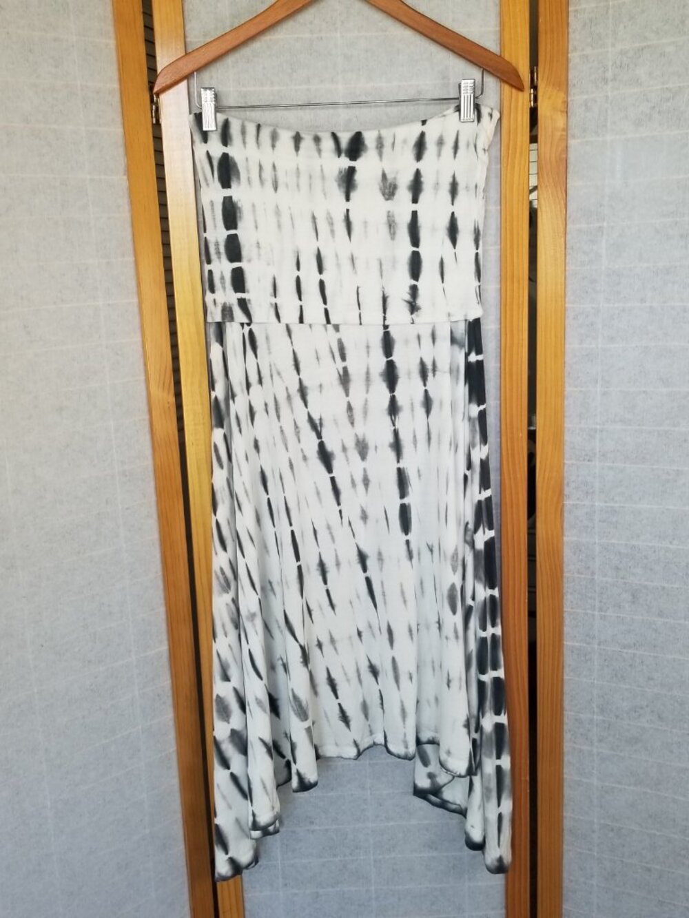 Cynthia Rowley Boho Maxi Skirt Stretch Knit Foldover Waist Angled Hem Size Large